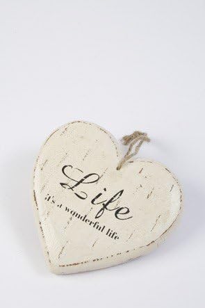 Large Distressed Wooden Hanging Heart ‘Life it’s a wonderful life’