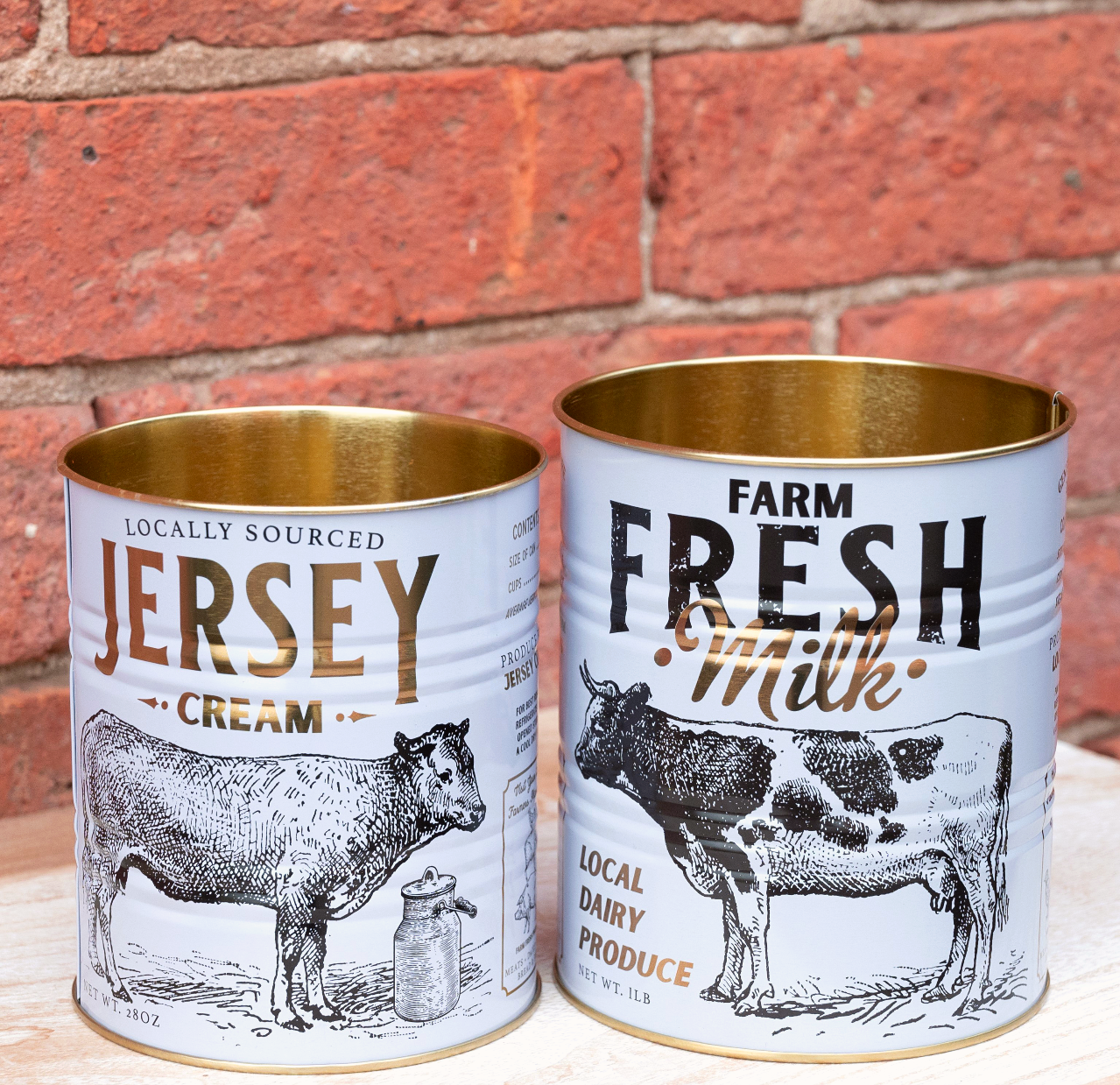 Kitchen Storage Tins Set of 2 Fresh Milk and Jersey Milk Decorative tins