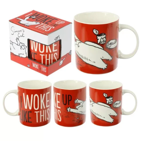 Puckator Simons Cat I Woke Up Like This Porcelain Mug, Tea Coffee Hot Drinks Microwave & Dishwasher Safe Height 9.5cm Width 12cm Depth 8cm 300ml Capacity - Image 4