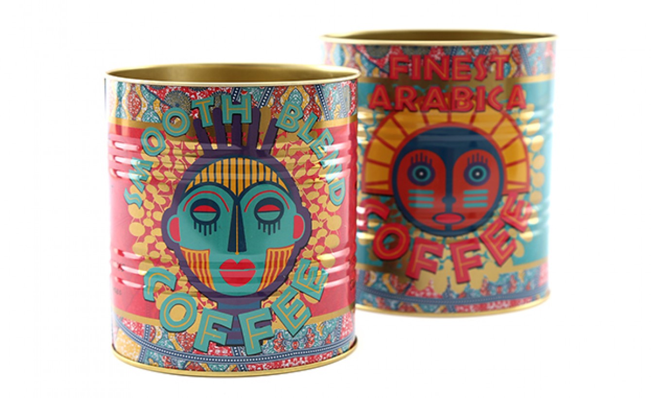 Batik Java Bali Inca Style Storage Tin | Set of 2 Replica Java Coffee Tins | Vintage Java Bali Inca Design
