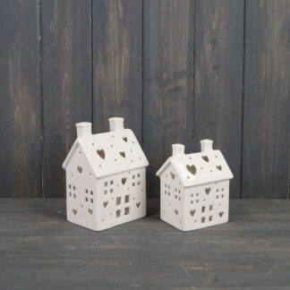 White Ceramic House Tealight Holder