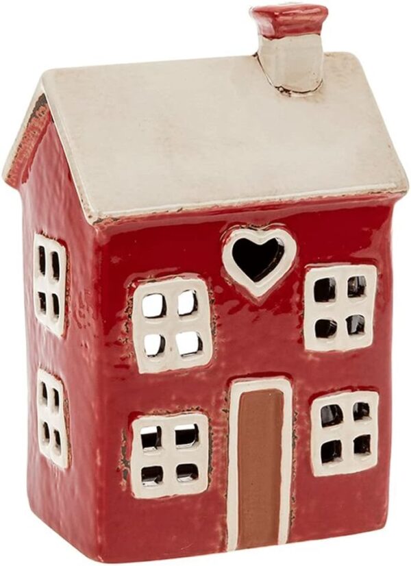 Village Pottery Heart House Red Tealight Glazed Ceramic - Image 3