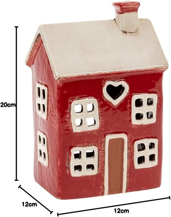 Village Pottery Heart House Red Tealight Glazed Ceramic