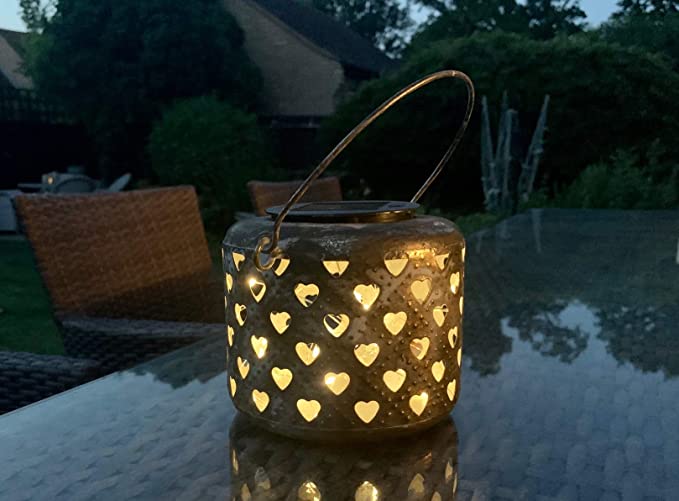 Solar Garden Lantern Hearts – Rechargeable LED Lantern
