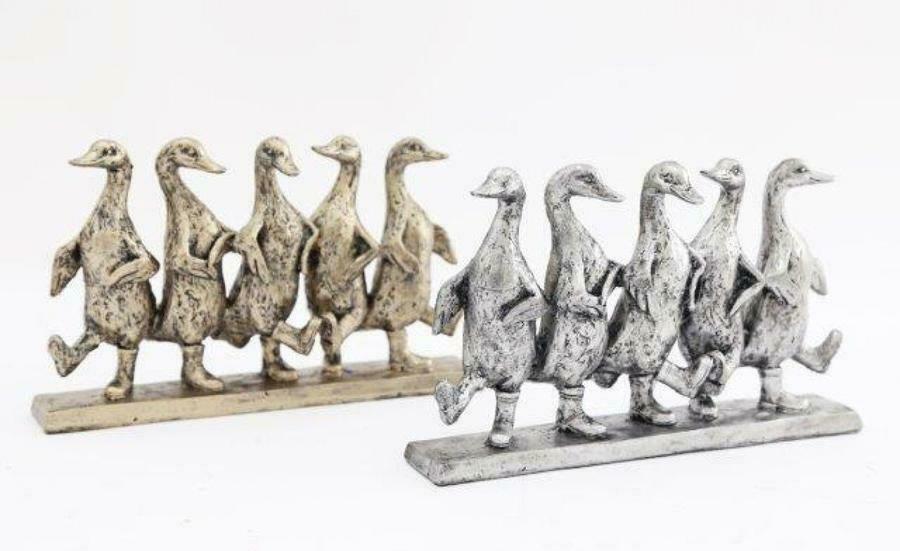 Dancing Ducks Shelf Sitter Gold / Silver