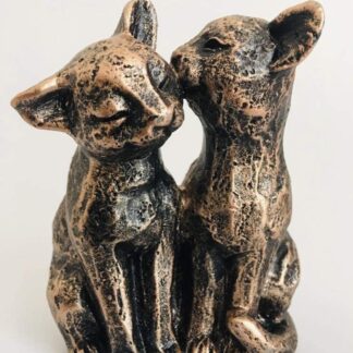A Bit Quackers Cat Pair - Bronzed Statue - Mini