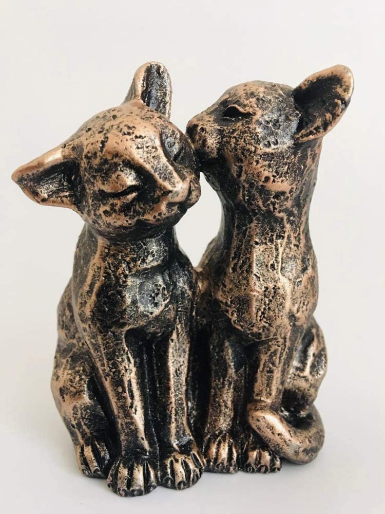 A Bit Quackers Cat Pair – Bronzed Statue – Mini