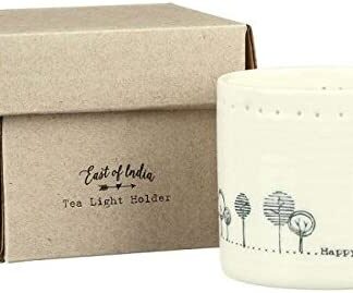 East of India 'Happy days' Porcelain Tea Light Holder