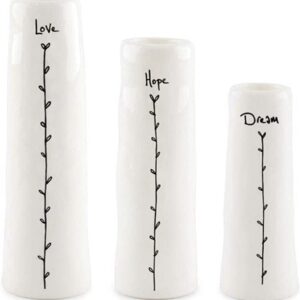 East of India Trio Of Bud Vases - Love, Hope, Dream