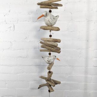 Fairtrade Driftwood String Mobile With 2 Hand Carved Birds