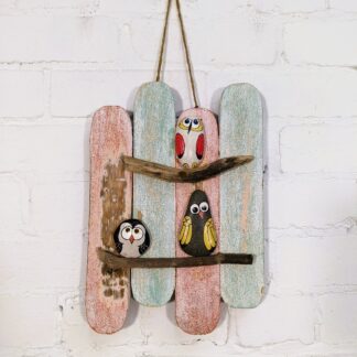 Fairtrade Three Pebble Owls Wall Plaque