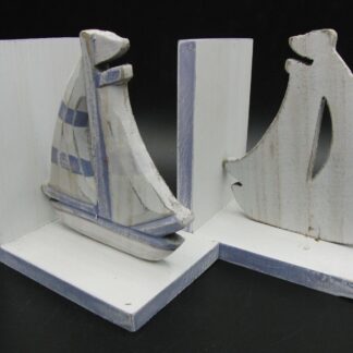 Blue-White Sail Boat Bookend