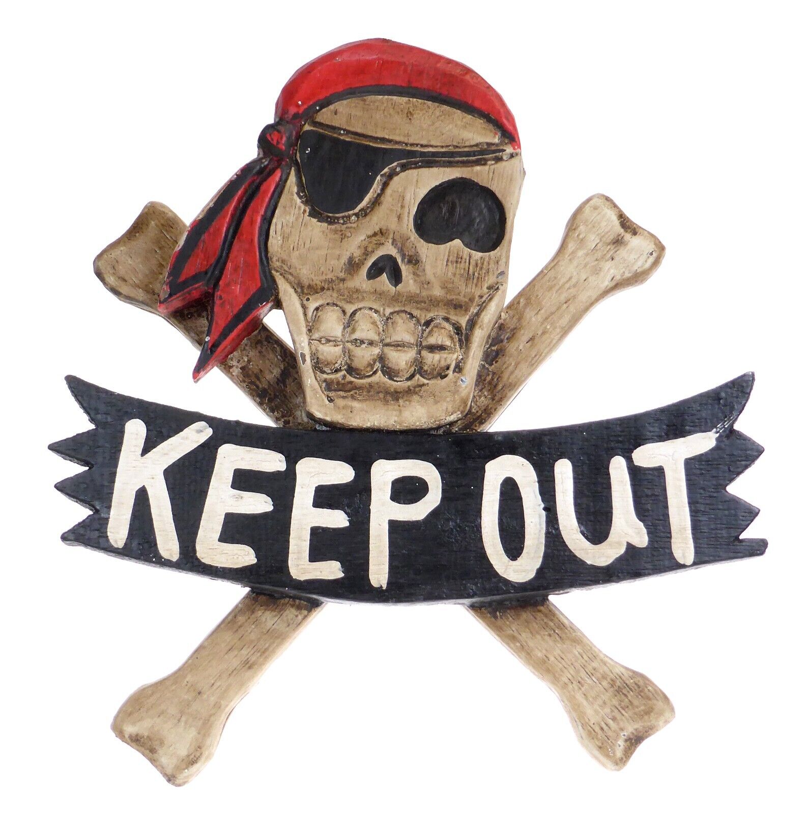 Pirate Skull & Crossbones KEEP OUT Rustic Wood Sign