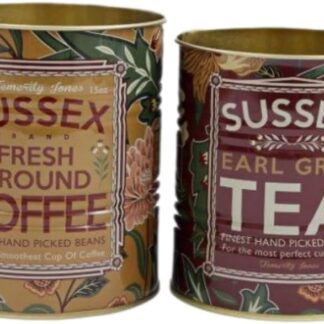 Set of 2 x Retro Vintage Style TEA/COFFEE Advertising Kitchen Storage Tins