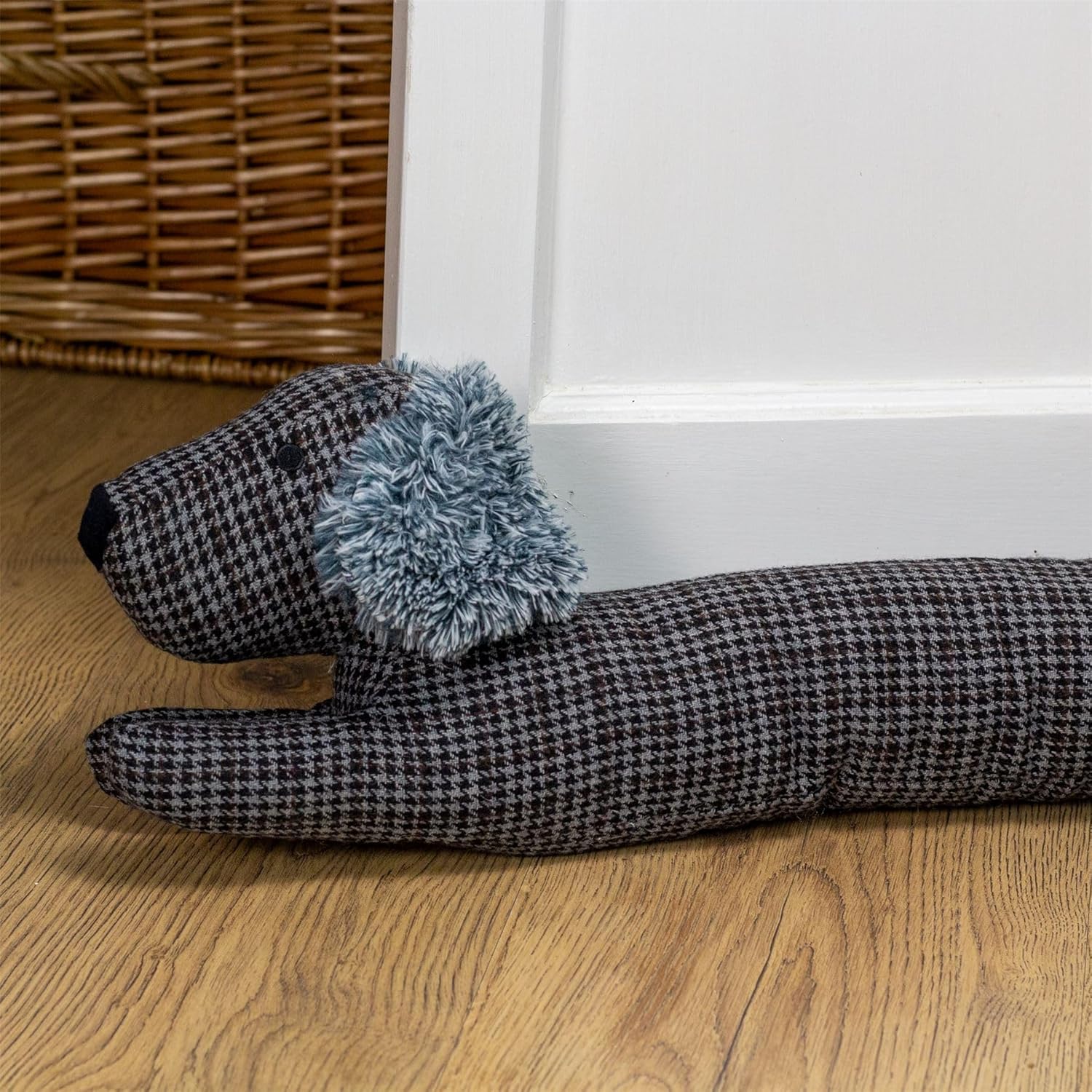 Herringbone Dachshund Draught Excluder Black