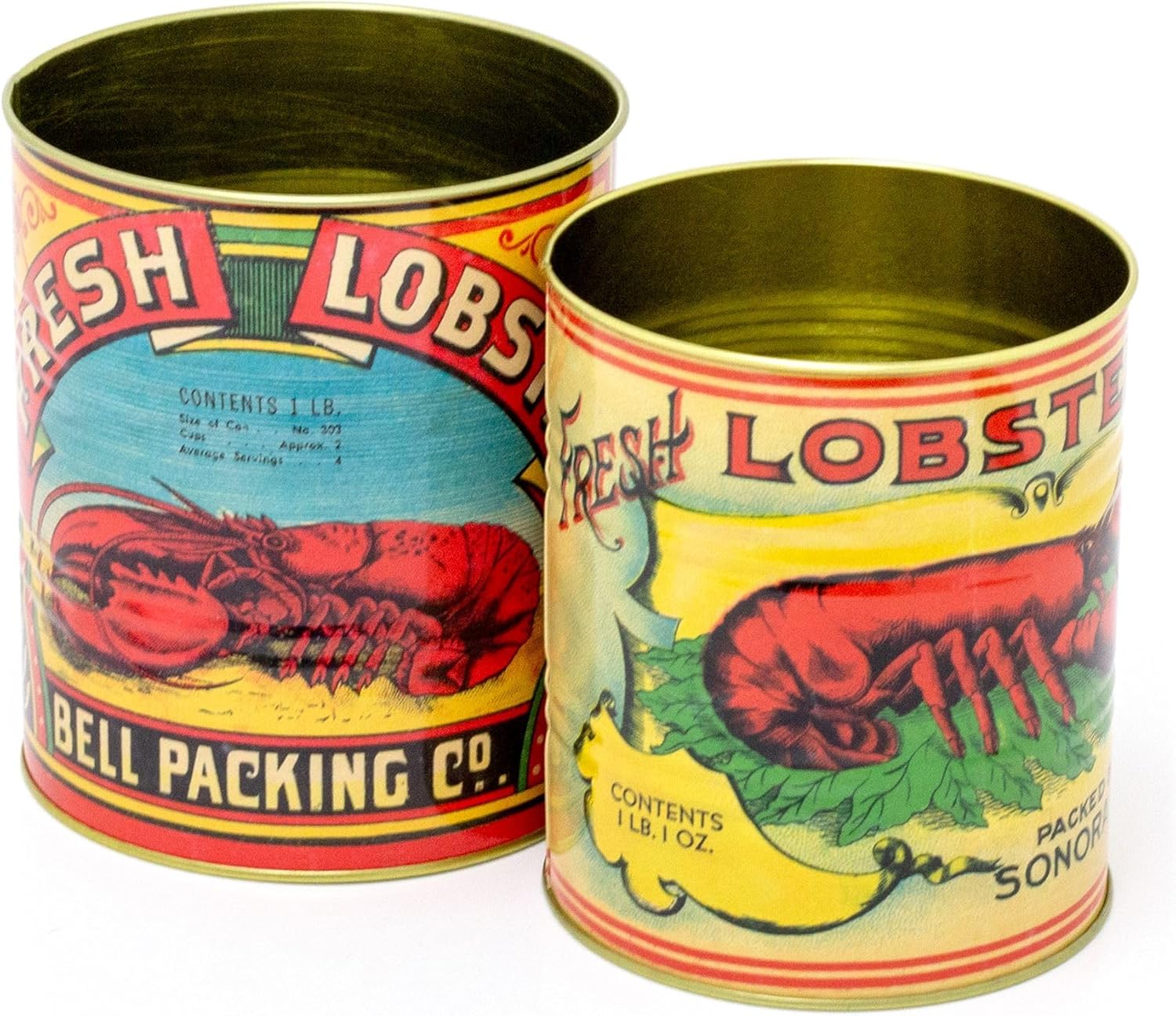 Set Of 2 Retro Style Vintage Lobster Tins