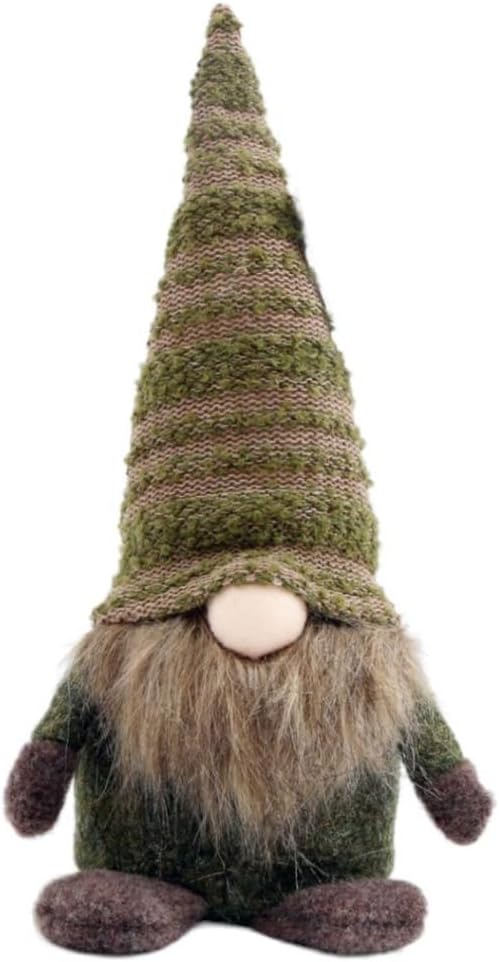 Gonk With Sage Green Hat Rustic Sitting Gonk with Faux Fur Beard