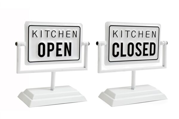 Reversible Kitchen Sign – Open & Closed Vintage Style White Countertop Display - Image 2