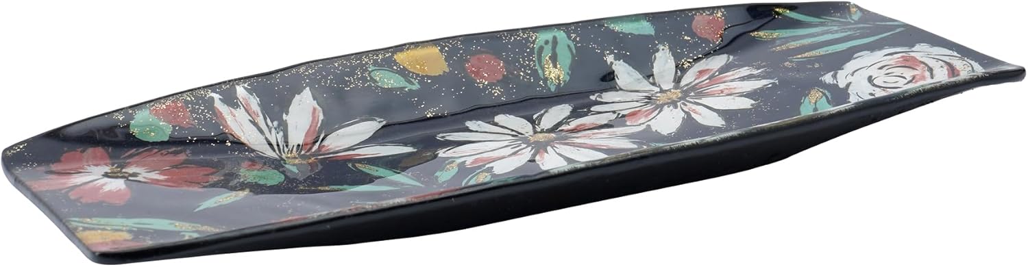 Twilight Bloom Glass Long Rectangular Dish in Gift Box - Image 2