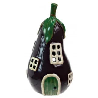 Aubergine House Tealight Candle Holder, Ceramic Home Tealight