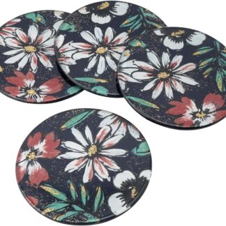 Twilight Bloom Glass Set Of 4 Coasters In Gift Box