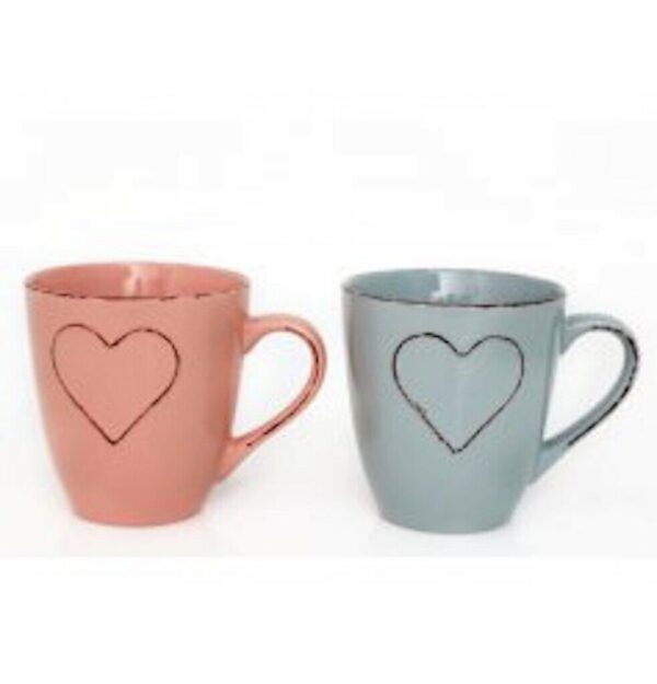 Large Distressed Mug with Embossed Heart (Blue) - Image 2