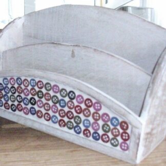 Mosaic Button Letter Rack 25cm x 16cm Handmade Limewash Mango Wood