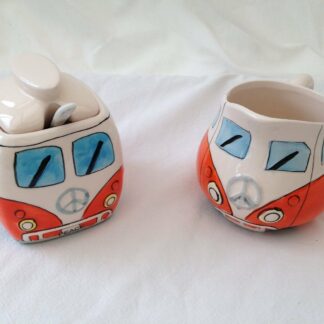 CAMPERVAN MILK JUG AND SUGAR POT ORANGE