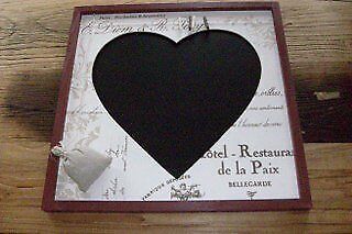 Postcard Blackboard with heart chalk board and pegs on a string