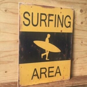Retro Coastal Wooden Sign Wall Art ~ Surfing Area