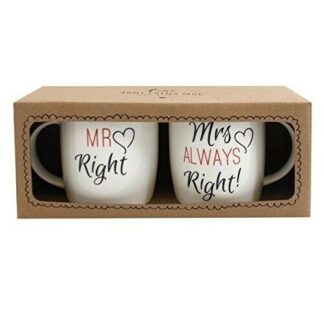 Mr. Right and Mrs. Always Right Novelty Set of Two Cute Coffee Tea Mugs