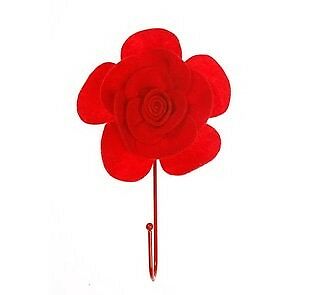 Red Felt Rose Hook