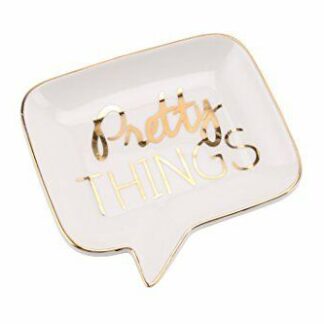 Pretty Things Trinket Jewellery Dish Fun Gift Vintage Ring Necklace Pink Gold