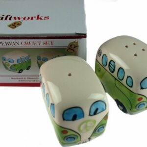 Lime Green Surfer  Camper Style Salt And Pepper Fun Cruet Set