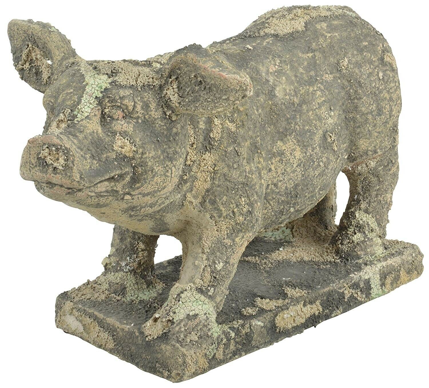 Aged Ceramic Pig Moss, Green