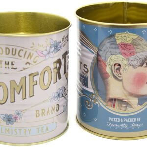 Set Of 2 Phrenology Palmistry Cheiro Retro Storage Tin - Decorative Display Can