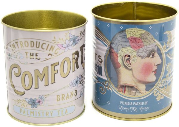 Set Of 2 Phrenology Palmistry Cheiro Retro Storage Tin - Decorative Display Can
