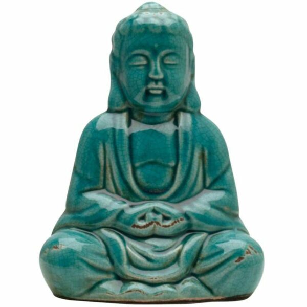 Turquoise Crackle Glaze Sitting Thai Buddha 20 cm
