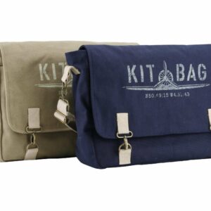Men's Navy Blue or Khaki Green Canvas Satchel Style Kit Bag-Height 33cm. (Khaki