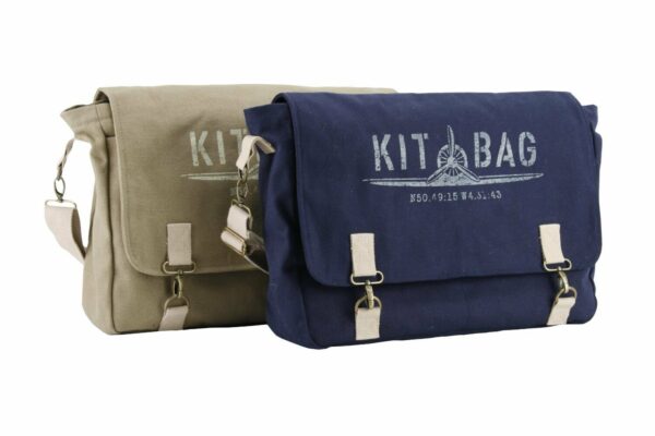 Men's Navy Blue or Khaki Green Canvas Satchel Style Kit Bag-Height 33cm. (Khaki