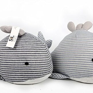 Blue Stripe Fabric Whale Door Stop