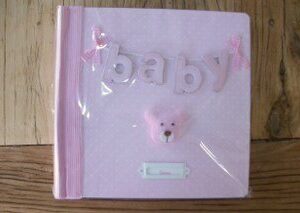 Pink Stripe Fabric Embossed Birth Certificate Box by Gisela Graham 