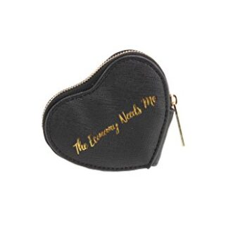 Black Heart Coin Purse | ‘The Economy Needs Me’ Slogan in Gold | Ladies | Wallet Money Cash | Handbag | Willow and Rose by CGB Giftware | GB00663