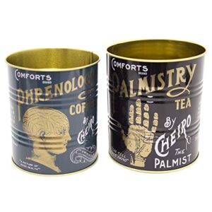 Set Of 2 Phrenology Palmistry Cheiro Retro Storage Tin - Decorative Display Can