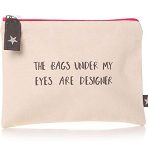 Cream Cosmetics Make Up Wash Bag with Slogan. The Bags under my Eyes are Designer