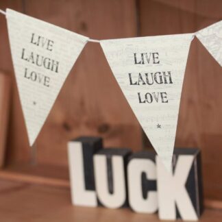 East of India 3 m Live Laugh Love Paper Bunting Vintage Style by East of India
