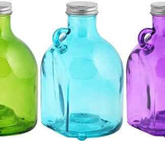 Esschert Design Wall-Mounted Wasp Trap Made of Glass, Assorted Colours, 12.7 x 11 x 19 cm, with Finger Grip Hole, Lid with Thread, in Green/Blue/Purple
