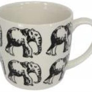 Gisela Graham White Ceramic Mug with Elephant Print 34205
