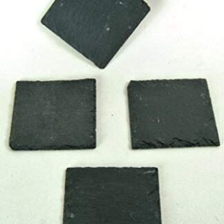 Kitchen - Coasters 4x Natural Slate Rustic Black Square Cup Mats