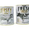 Kitchen Storage Tins Set of 2 Fresh Milk and Jersey Milk Decorative tins